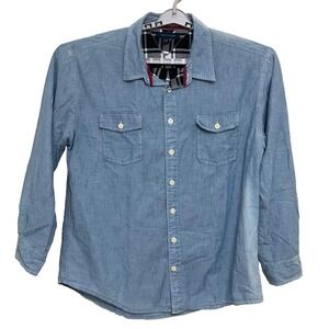 Tommy Hilfiger Cotton‎ Long Sleeve Button up Blue Denim men's shirt XXL
